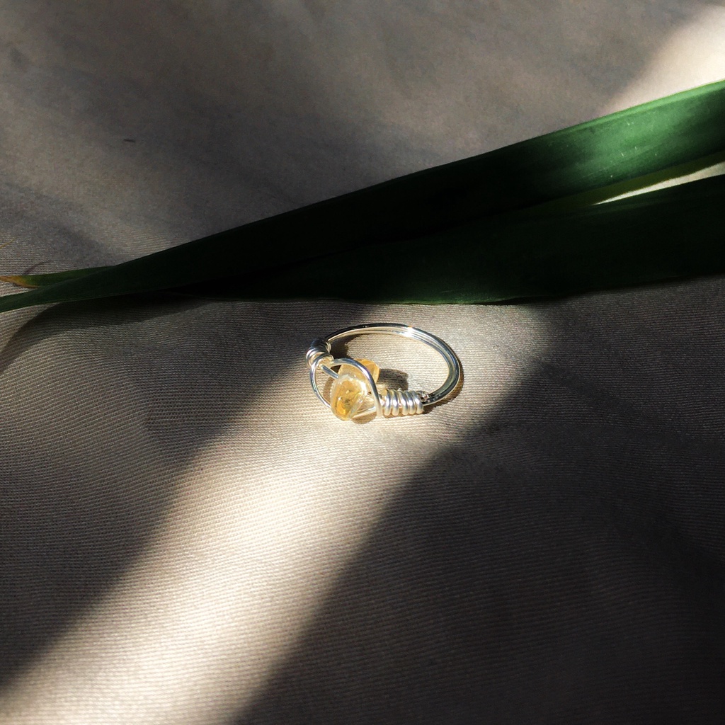 Nhẫn đá Citrine tự nhiên phong thủy-đá Thạch Anh Vàng handmade