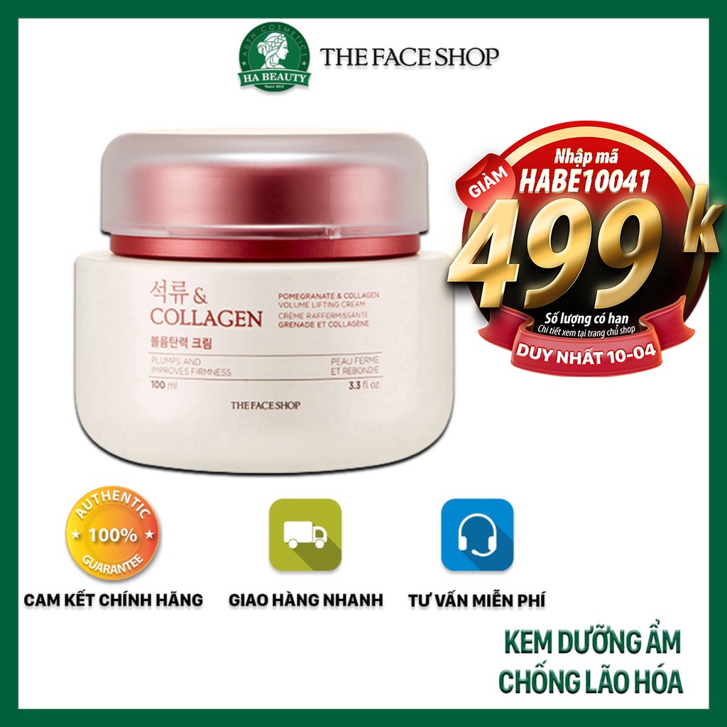 Kem dưỡng ẩm chống lão hoá phục hồi săn chắc da lựu đỏ The Face Shop Pomegranate &amp; Collagen Volume Lifting Cream 100ml