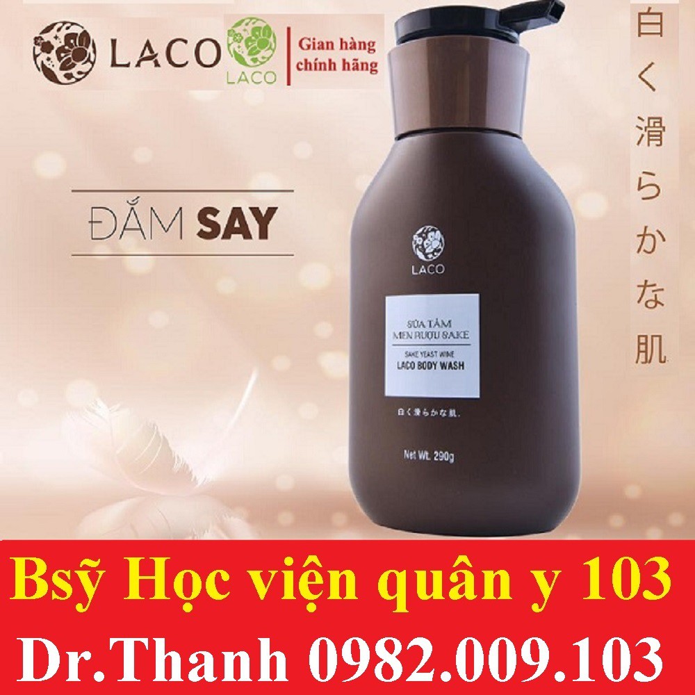 sữa tắm trắng da men rượu sake LACO HOT 290g,làm mịn,nhả nắng,đều màu da,ngừa mụn lưng[kem dưỡng trắng da body đẹp thân]