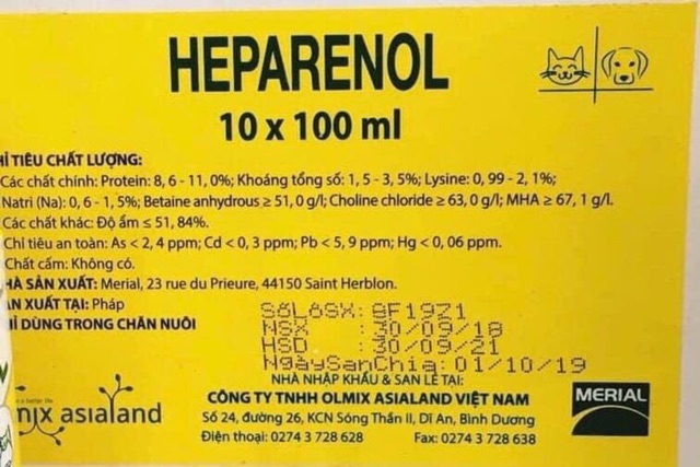 Giải độc gan heparenol cho chó mèo của pháp
