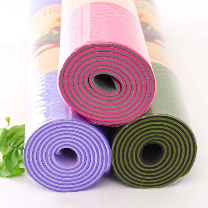 gaubu Thảm tập yoga, tập gym, tập thể dục TPE 2 lớp cao cấp 6mm (Tặng túi) - Khăn trải thảm tập yoga hạt silicon siêu th