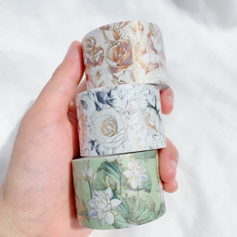 (Chiết theo chu kỳ) 6 mẫu băng dính washi tape hoa lá Floral Essence