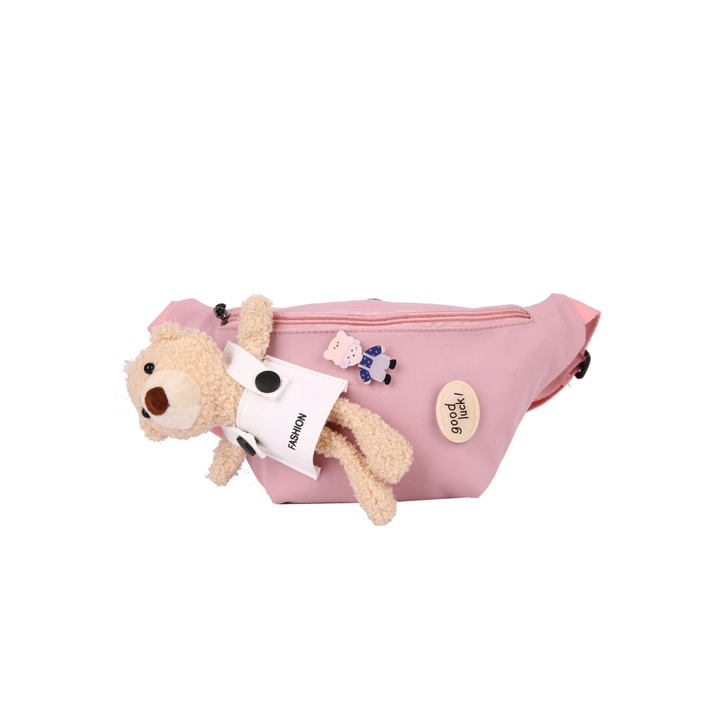 Túi canvas Đeo Chéo Ngực Hình Gấu Nhỏ Dễ Thương Thời Trang Năm 2021 Dành Cho Học Sinh Nữ