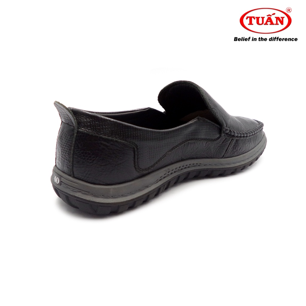 Giày da nam - giày mọi da bò tự nhiên đế cao su mềm mại thương hiệu giày Tuấn GXHU-300