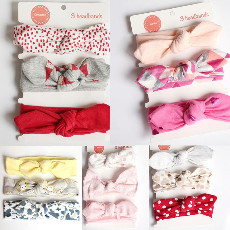 Băng đô cài tóc thắt nơ bằng cotton mềm co giãn dành cho bé gái