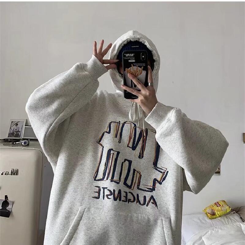Áo Hoodie Thể Thao Tay Dài In Chữ Graffiti Phong Cách Hàn Quốc Thời Trang Mùa Đông Cho Nam Giới Size M-8XL