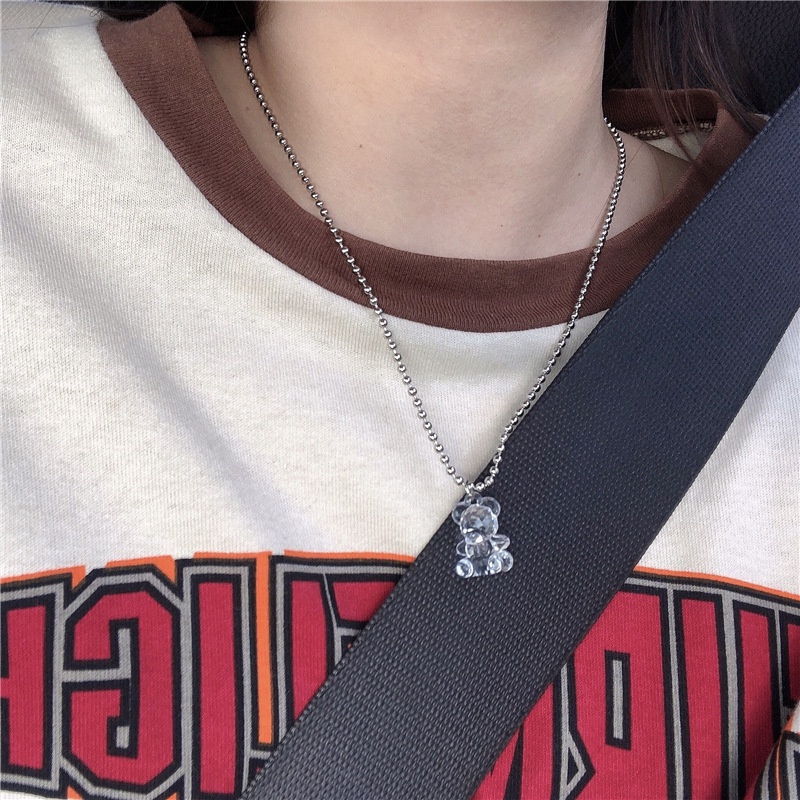 Vòng Cổ Gấu Trong Suốt 191129Dây Chuyền Chuỗi Xích Trong Suốt Họa Tiết Hoạt Hình Dễ Thương Phong Cách Hàn Quốc