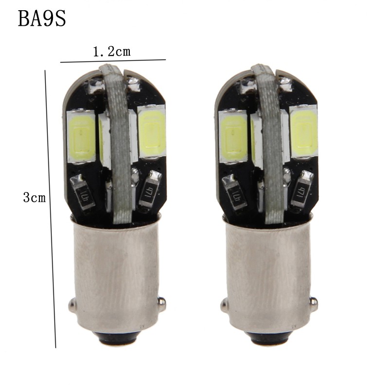 1 cặp đèn LED xi nhan trắng DC 12V BA9S H6W 5630 cho xe hơi