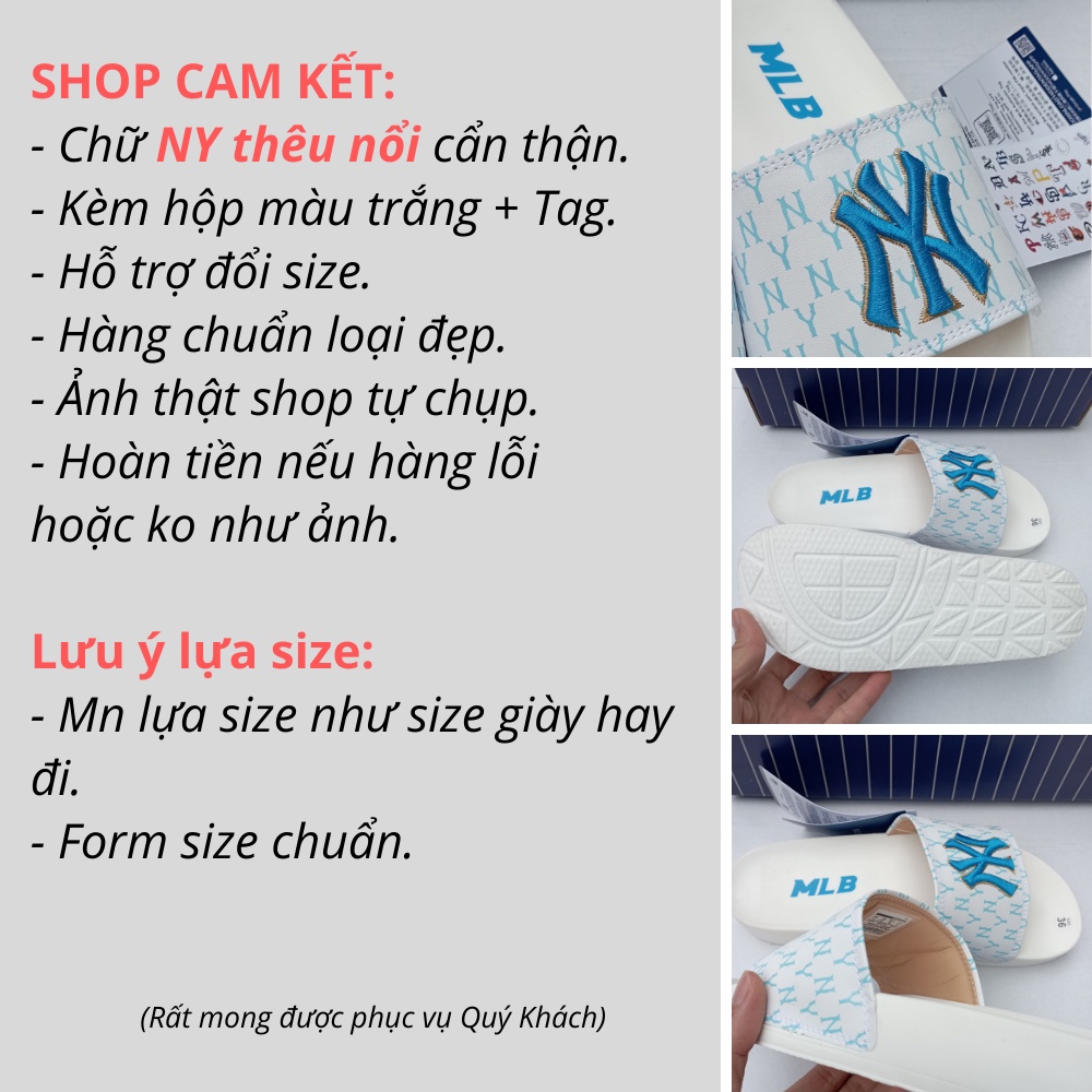 [FREESHIP + Sẵn hàng] Dép 𝐌𝐋𝐁 𝗡𝗬 Nhiều Màu Chữ Thêu Sắc Nét ❤️ Dép Mlb Ny Quai Ngang Nam Nữ