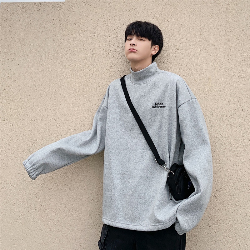 Áo khoác cổ cao lót nhung dáng rộng thời trang | BigBuy360 - bigbuy360.vn