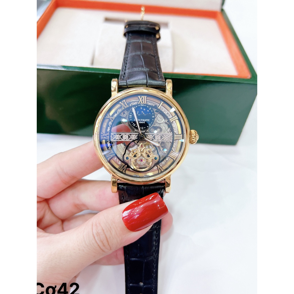 Đồng Hồ Nam PatekPhilipe Nautilus Skeleton Moonphase, Máy Automatic - Cơ , Dây Da , Size 42mm