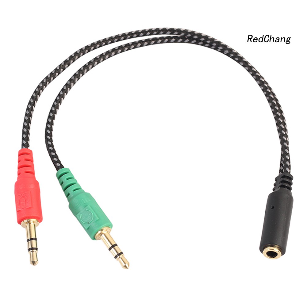 -SPQ- 3.5mm 2 Male Plug to 1 Female Jack Audio Mic Headset Splitter Adapter Cable