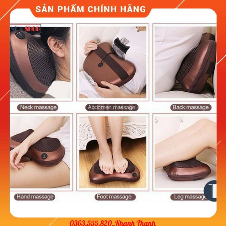 Gối massage hồng ngoại Hàn Quốc 8028 - 8 bi 2 chiều - Massage hồng ngoại sưởi ấm, xạ trị liệu vật lý hiệu quả
