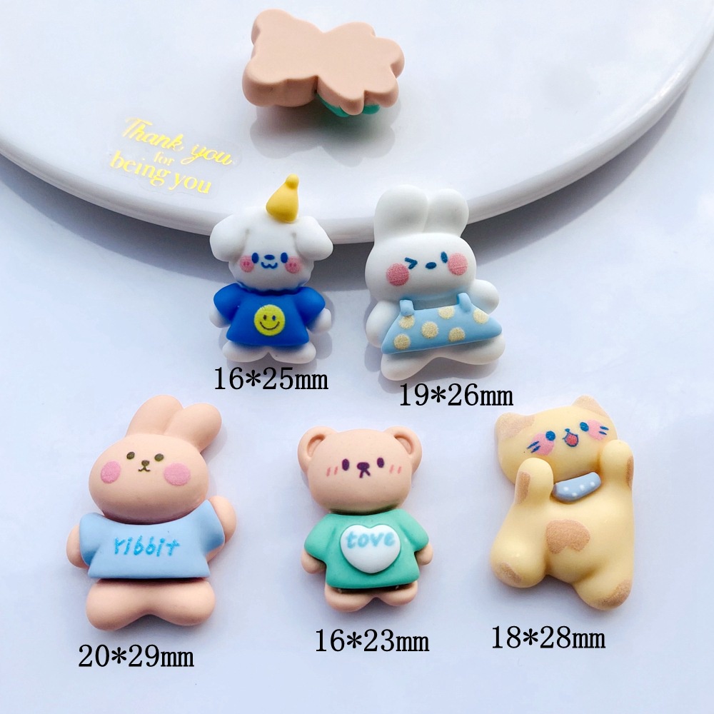 Bộ 10 Miếng Dán Kẹp Tóc/Điện Thoại/Cốc Nước Hình Gấu/Thỏ Cảm Giác Matte DIY