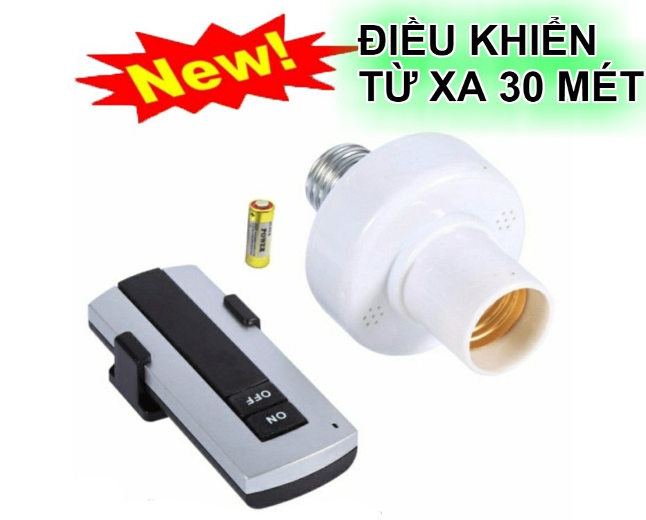 Đui đèn điều khiển từ xa không dây 2 điều khiển sóng rf 315 xuyên tường khoảng cách 30M loại đui xoáy E27