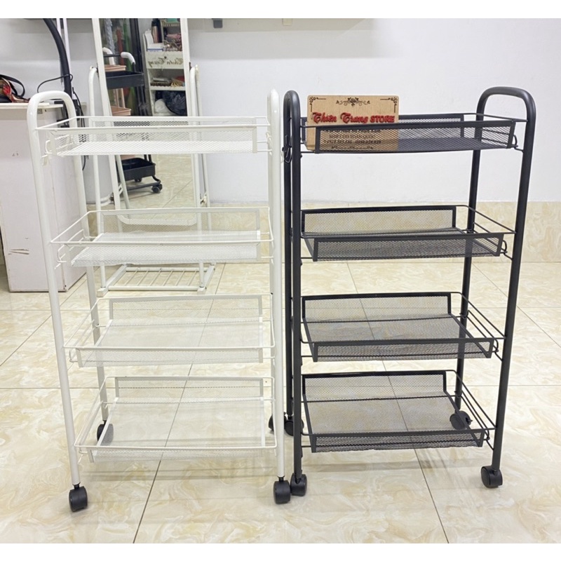 Xe đẩy spa 4 tầng khay lưới khung thép không rỉ chắc chắn