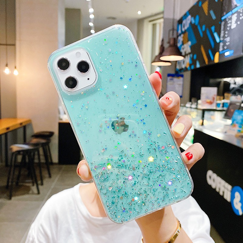 Samsung Galaxy A52 A72 A32 A02 M02 A12 A02S A42 5G A51 A71 A21s Ốp lưng mềm trong suốt thiết kế lấp lánh cho