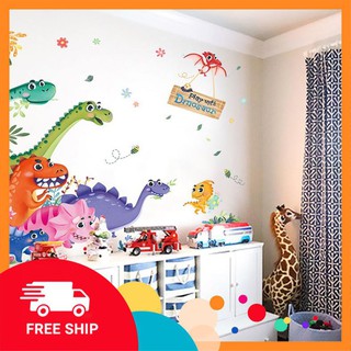⚡️𝗙𝗥𝗘𝗘𝗦𝗛𝗜𝗣⚡️ Decal dán tường Khủng long sắc màu