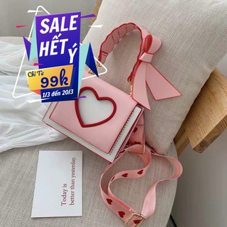 [HÀNG MỚI VỀ] TÚI XÁCH NỮ HÌNH TRÁI TIM 2 NGĂN PHỐI NƠ KIỂU DÁNG HÀN QUỐC CỰC ĐẸP SL4
