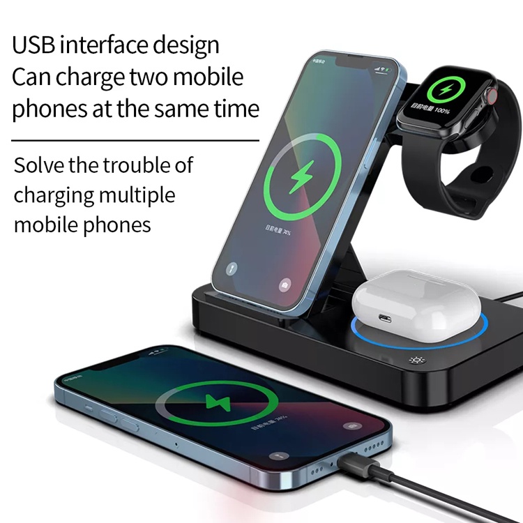 Đế Sạc Không Dây 4 Trong 1 Có Thể Gập Lại Được Cho Apple iphone samsung
