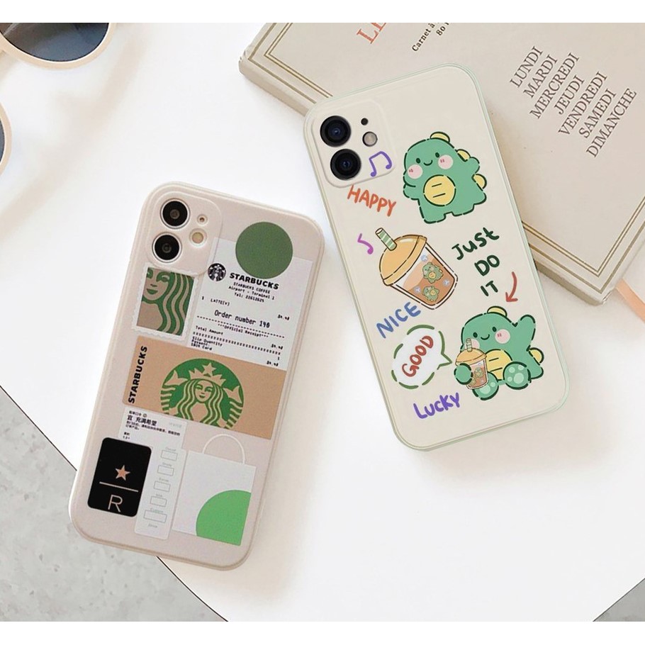 Ốp lưng iphone cạnh vuông nhiều hình Dino và Smile 6/6plus/6s/7/7plus/8/8plus/x/xr/xs/11/12/13/pro/max/plus/promax/Max