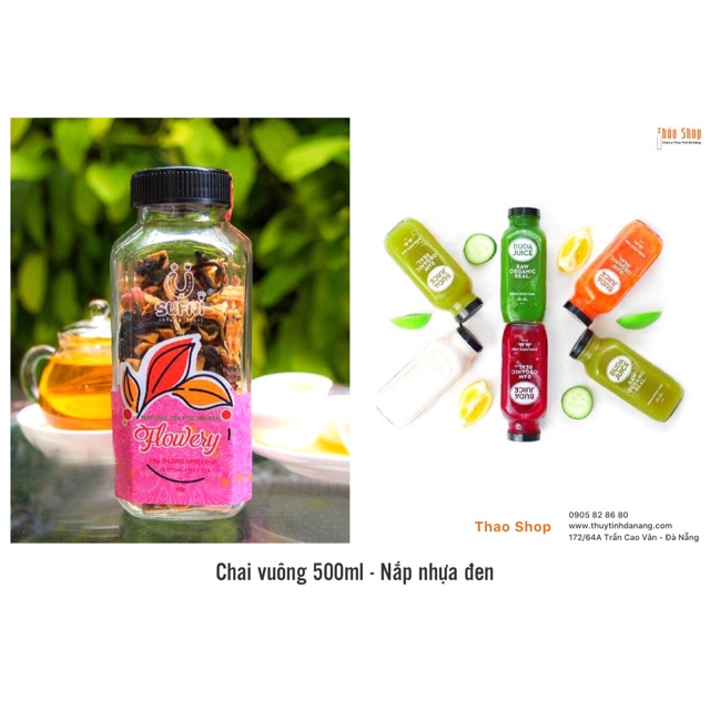 chai thủy tinh 500ml nắp nhựa đen