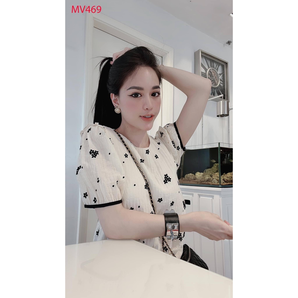 Váy  thiết kế dáng suông tay ngắn hoa nhí thời trang cao cấp