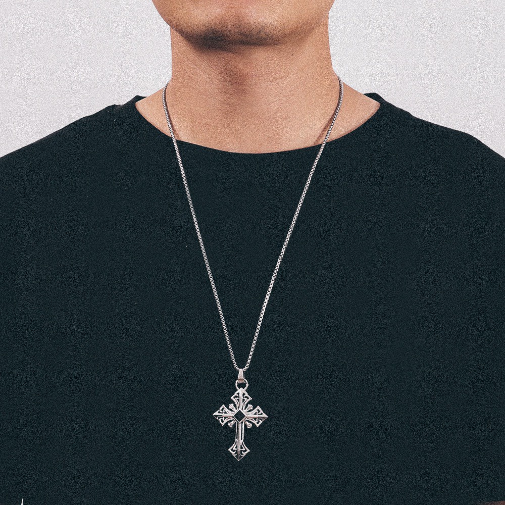 Vòng cổ nam nữ unisex dây chuyền Punstore màu bạc Titan đẹp phụ kiện thời trang - Vòng cổ Goddess