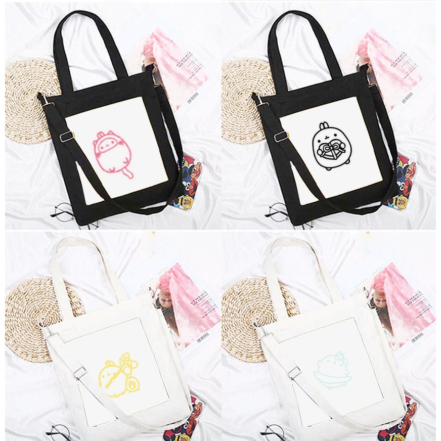 Túi tote thêu molang TTT25 túi 2 lớp đeo chéo cute dễ thương