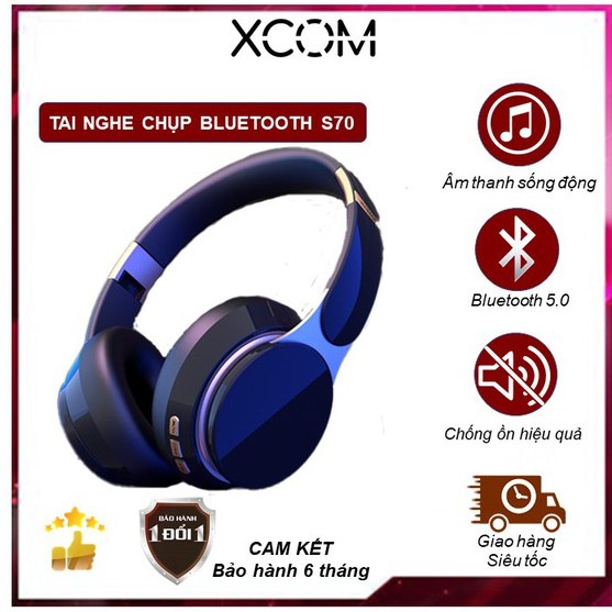 Tai Nghe Chụp Không Dây Bluetooth XCOM S70 Có Mic, Âm Bass Mạnh Mẽ Pin Cực Trâu Bò Và Thời Thượng