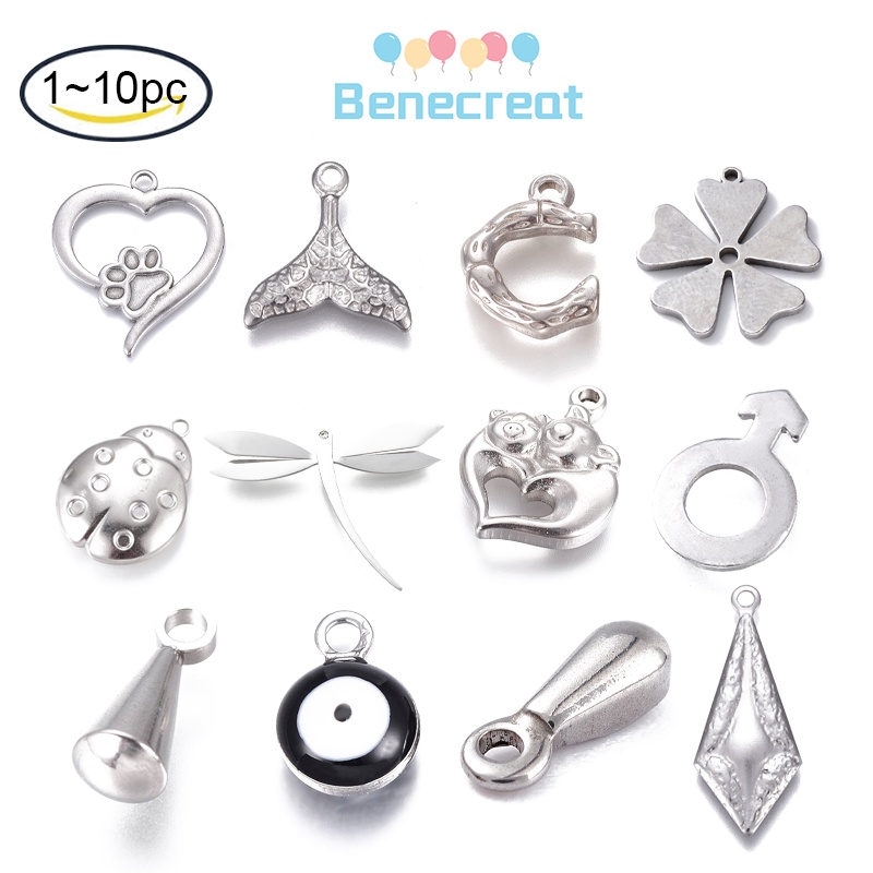 Set 1-10 Mặt Dây Chuyền Bằng Thép Không Gỉ 304 Hình Dấu Chân Thú Cưng Nhiều Màu Sắc