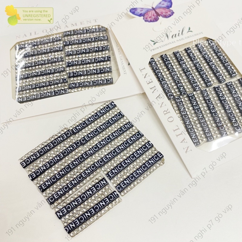 Set dây chữ viền đá trang trí móng (ib chọn màu )