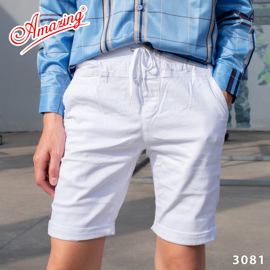 Short kaki big size (tới 80kg), quần đùi Amazing lưng thun, cao cấp, chất vải co giãn nhẹ, màu đen và trắng sang trọng | BigBuy360 - bigbuy360.vn
