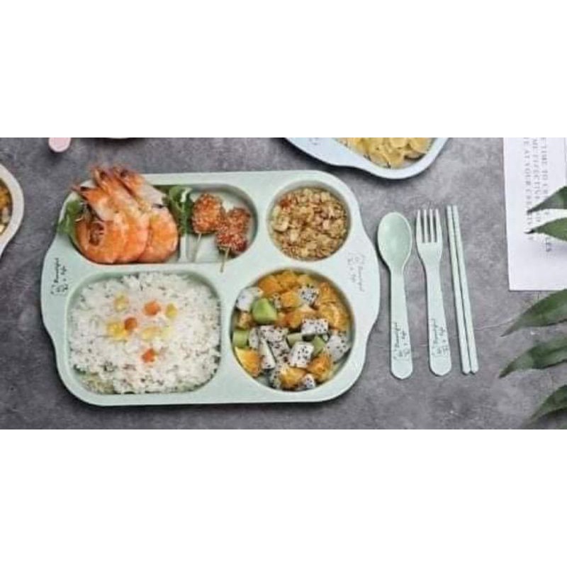 KHAY ĂN DẶM LÚA MẠCH CAO CẤP CHO BÉ YÊU ( Kèm đũa muỗng)