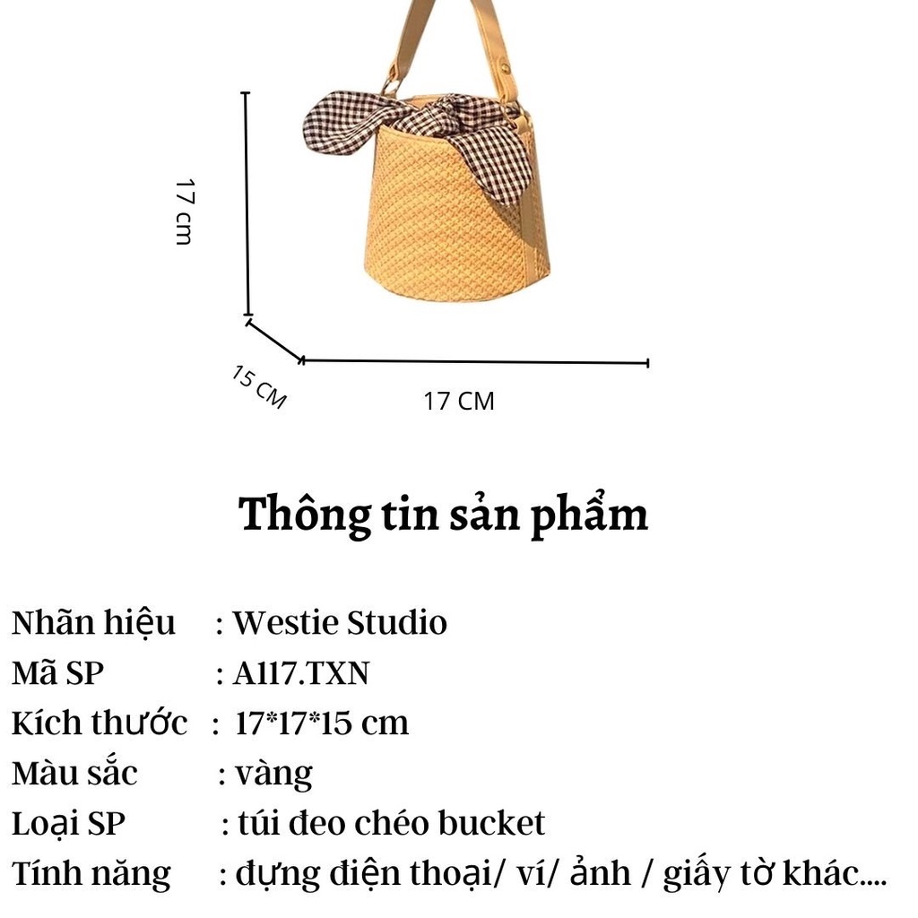 Túi Giỏ Bucket Cói Thời Trang Nữ Đi Biển Thanh Lịch WESTIE - A117.TXN