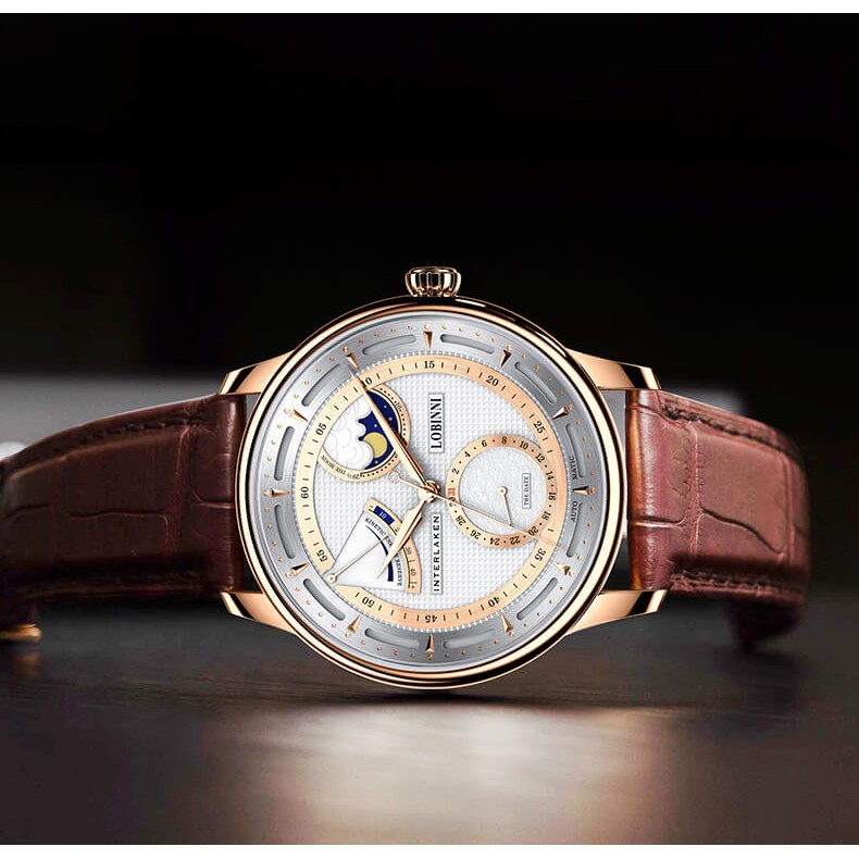 Đồng hồ nam chính hãng LOBINNI L17011-1hàng mới,Kính sapphire ,chống xước,Chống nước,máy cơ(Automatic),Bảo Hành 24 Tháng