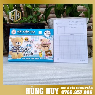 Xấp giấy kiểm tra 4 ô caro 20 tờ - giấy dàykhông lem đl 100gsm