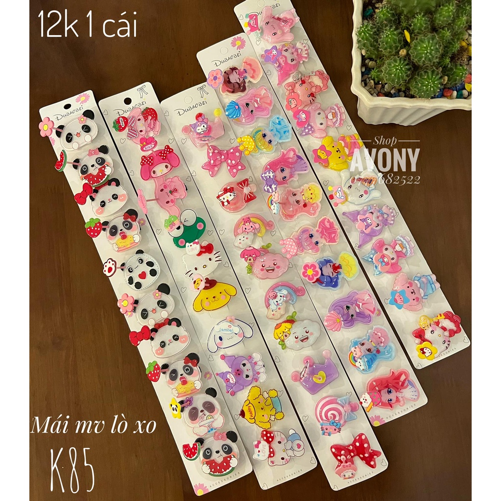 Kẹp tóc mái cho bé đính lò xo lúc lắc phiên bản 3 (công chúa, panda)