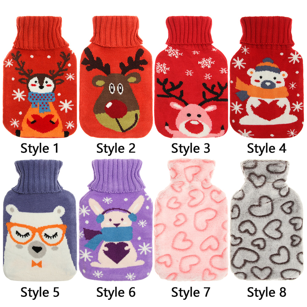 Túi Đựng Nước Nóng Chườm Ấm Bụng 1000ml Họa Tiết Hoạt Hình Dễ Thương Cho Nữ