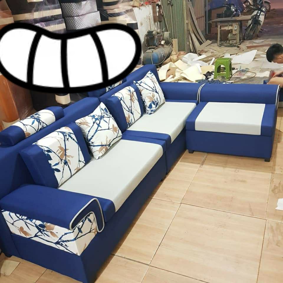 Ghế sofa giá rẻ  góc L kích thước 2m4x1m6 khung gỗ tự nhiên bọc đệm nỉ nhiều màu sắc tùy chọn