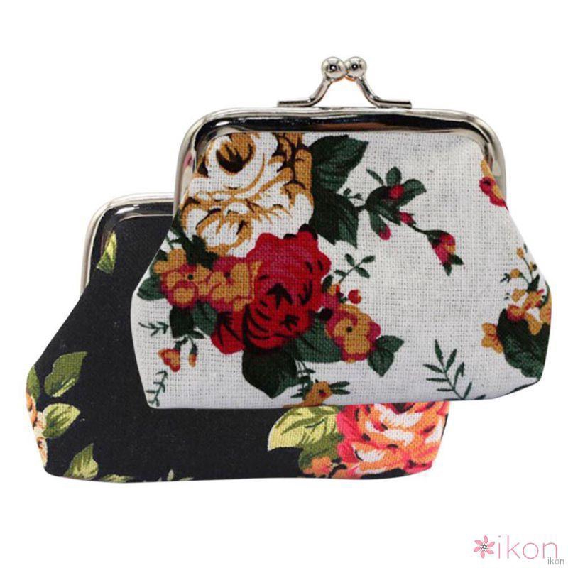 Ví đựng tiền xu hoạ tiết hoa hồng thời trang cho nữ