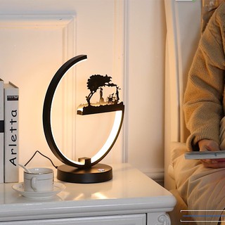 ☾☃Đèn bàn Bắc Âu phòng ngủ in lưới màu đỏ rung đầu giường nhà hiện đại sáng tạo lãng mạn đơn giản trang trí cưới