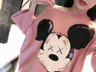 Áo Mickey hồng tay lỡ sỉ