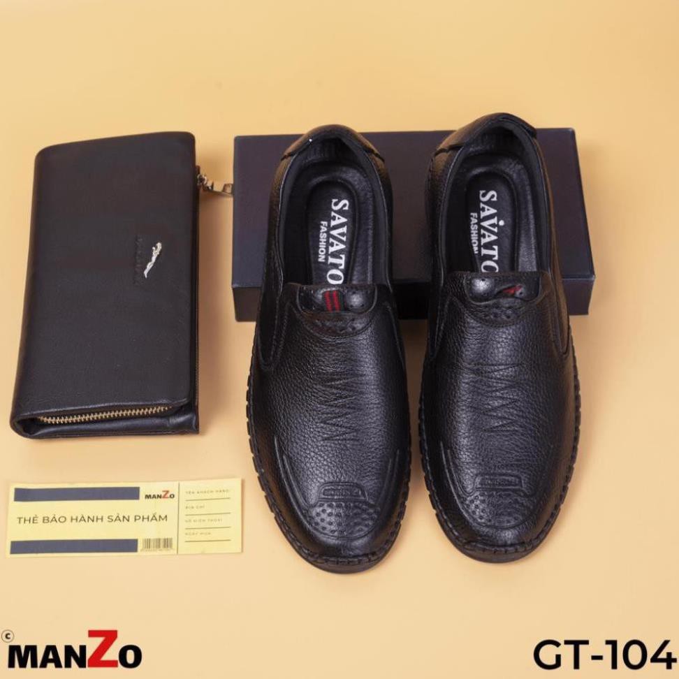 [Sale 3/3][DA BÒ THẬT] Đen & Nâu - Giày lười da mềm mang rất êm chân - Bảo hành 12 tháng - Manzo store - GT 104 -x13