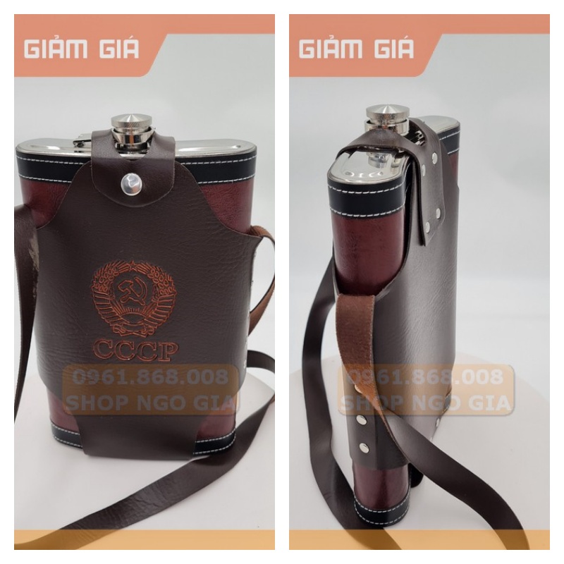 BÌNH ĐỰNG RƯỢU CCCP INOX LOẠI DẦY BỌC DA 2 LÍT SHOPAHA247