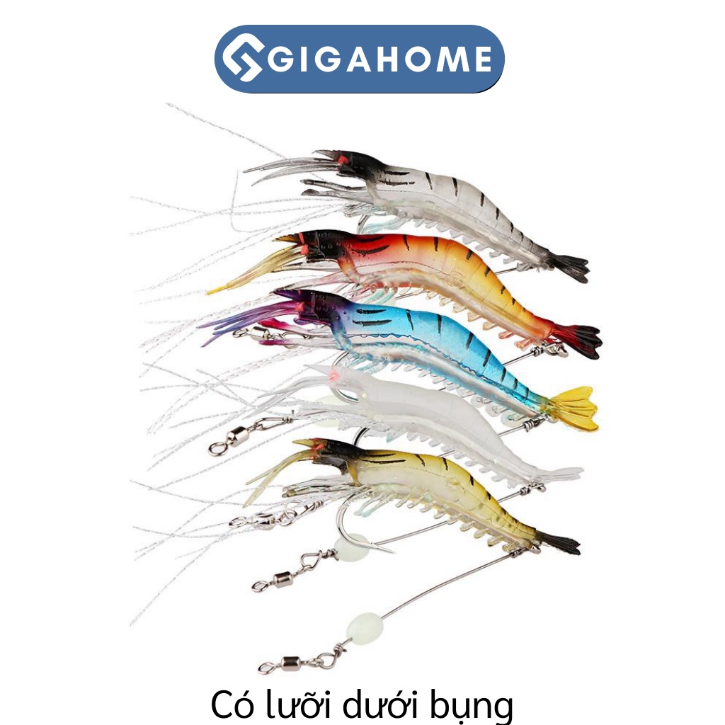Tôm Mềm Giả Mồi Câu Cá 7.5cm GIGAHOME Có Đèn Phát Sáng Thu Hút Cá 7563