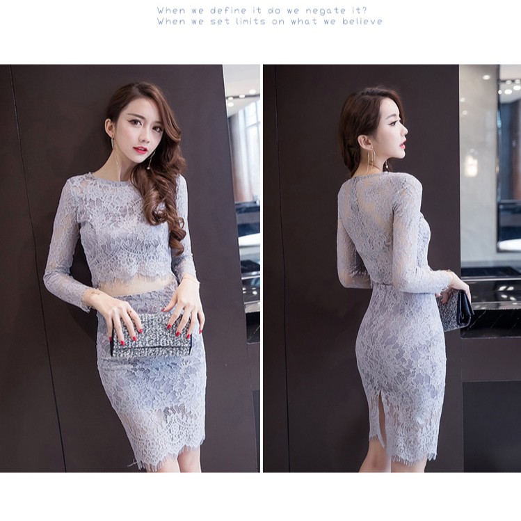 Đầm ren dáng ôm tay dài Emilyshop