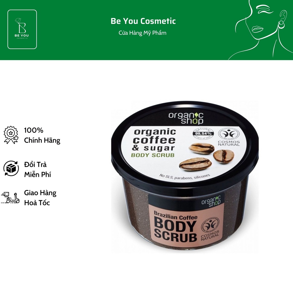 Tẩy Da Chết Toàn Thân Organic Coffee & Sugar Body Scrub 250ml Hương Cafe