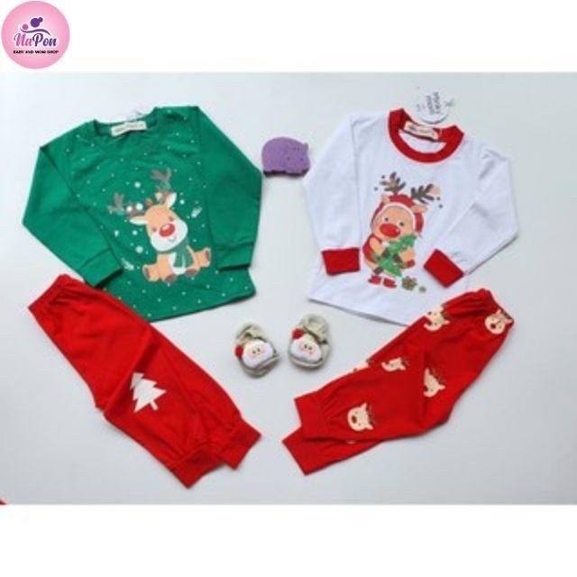 [PHIÊN BẢN NOEL]Bộ đồ dài tay cho bé, bộ đồ noel giáng sinh chuẩn cotton 100% cho bé, quần áo bộ đồ noel giáng sinh 2021