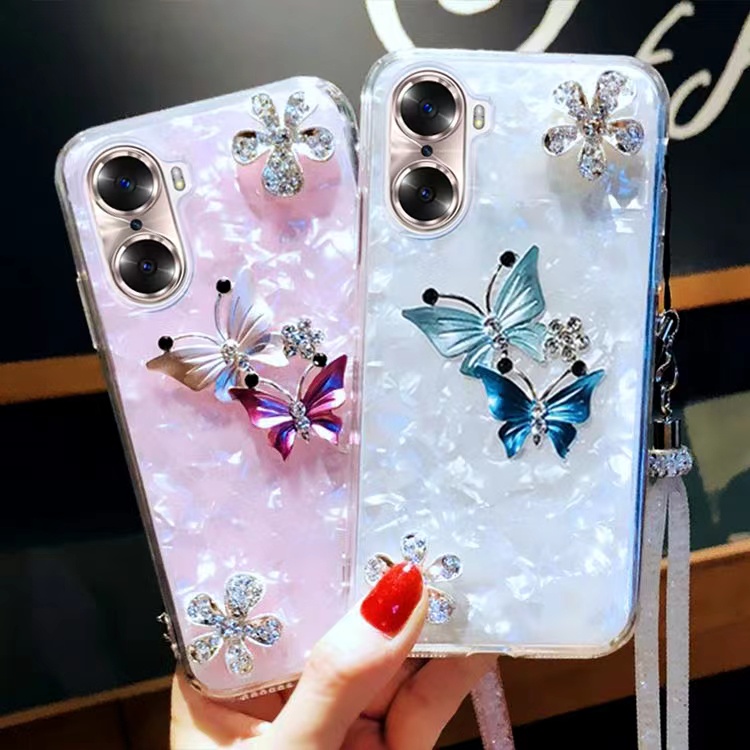 Ốp Điện Thoại Đính Đá Hình Bướm Cho Samsung S23 S22 Ultra S21 S20 Plus S10 S9 S8 Note 20 10 S21fe S20fe